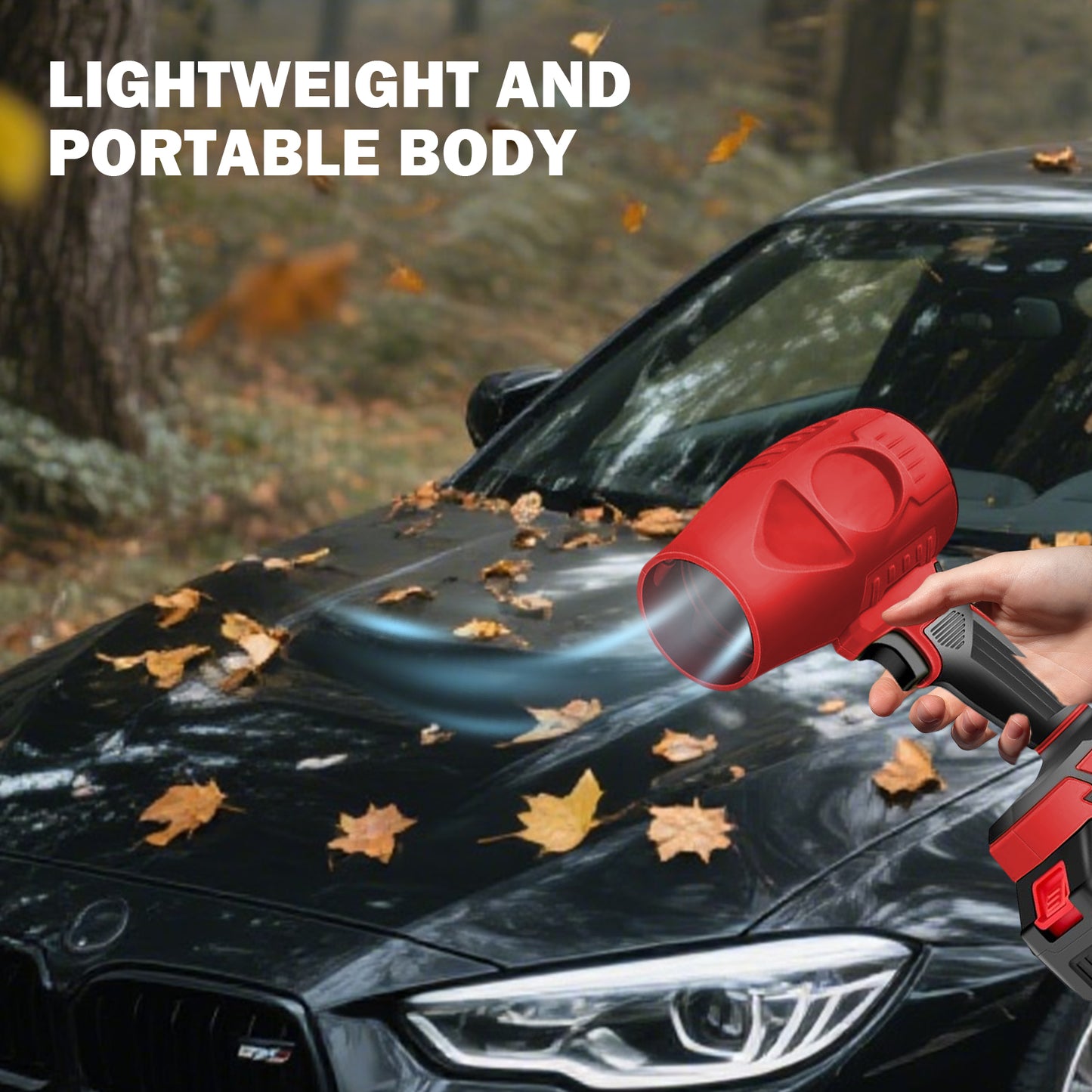 21V Electric Cordless Leaf Blower,1200W,130000RPM Handheld Leaf Blower 2*4.0Ah Batteries and Charger Included for Patio Cleaning,Lawn Care,Blowing Leaves and Dust,Red
