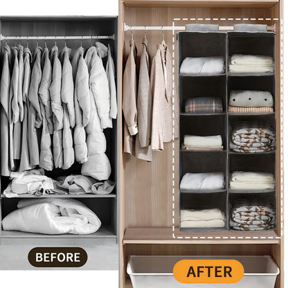 Hanging Closet Organizer, 4 Packs Closet Organizer and Storage, 5-Shelf Closet Hanging Storage Shelves, Closet Organization for Bedroom, Nursery, Diapers, Grey