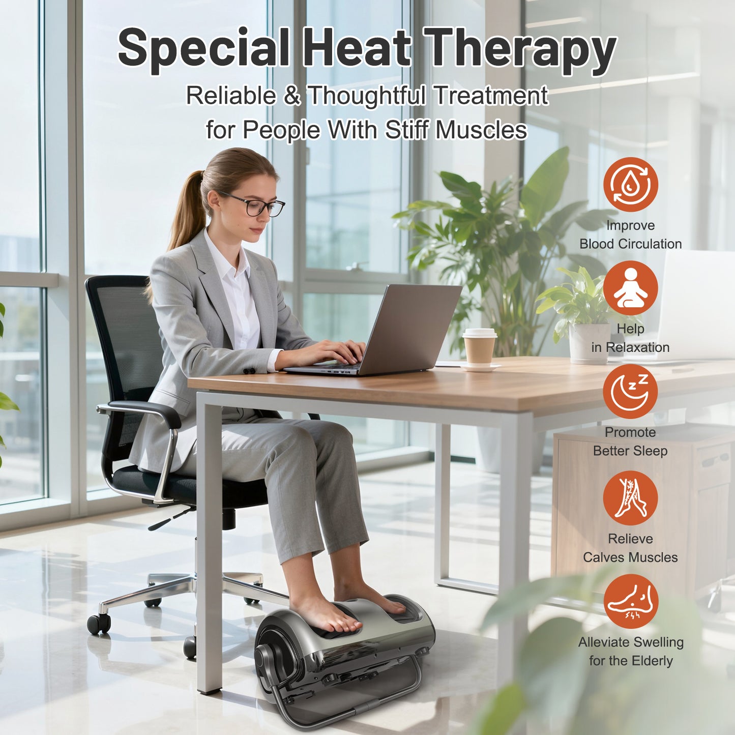BAOKALER Shiatsu Foot Massager with Heat, Deep Kneading Foot and Calf Massager with Adjustable Warmth, Relaxing Foot Massager for Ankle & Leg Care, Ideal Gift for Family and Friends, Black