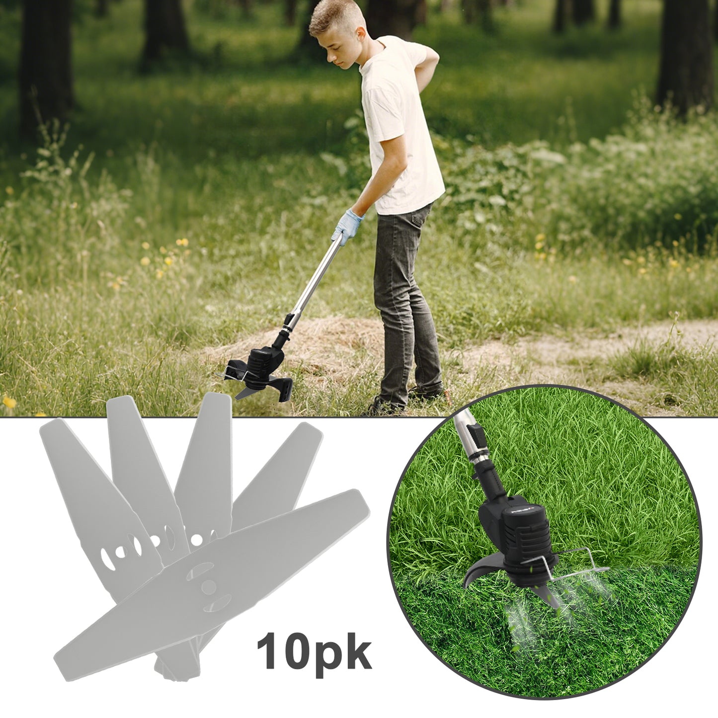 BAOKALER 10 PCS Metal String Trimmer Head Blades Replacement Saw Blades Weed Trimmer Fittings Cordless with Battery and Charger Accessories,Universal Craftsman String Trimmer attachments