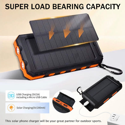20000mAh Solar Charger for Cell Phone iPhone, Portable Solar Power Bank with Dual 5V USB Ports, 2 LED Light Flashlight, Compass Battery Pack for Outdoor Camping Hiking