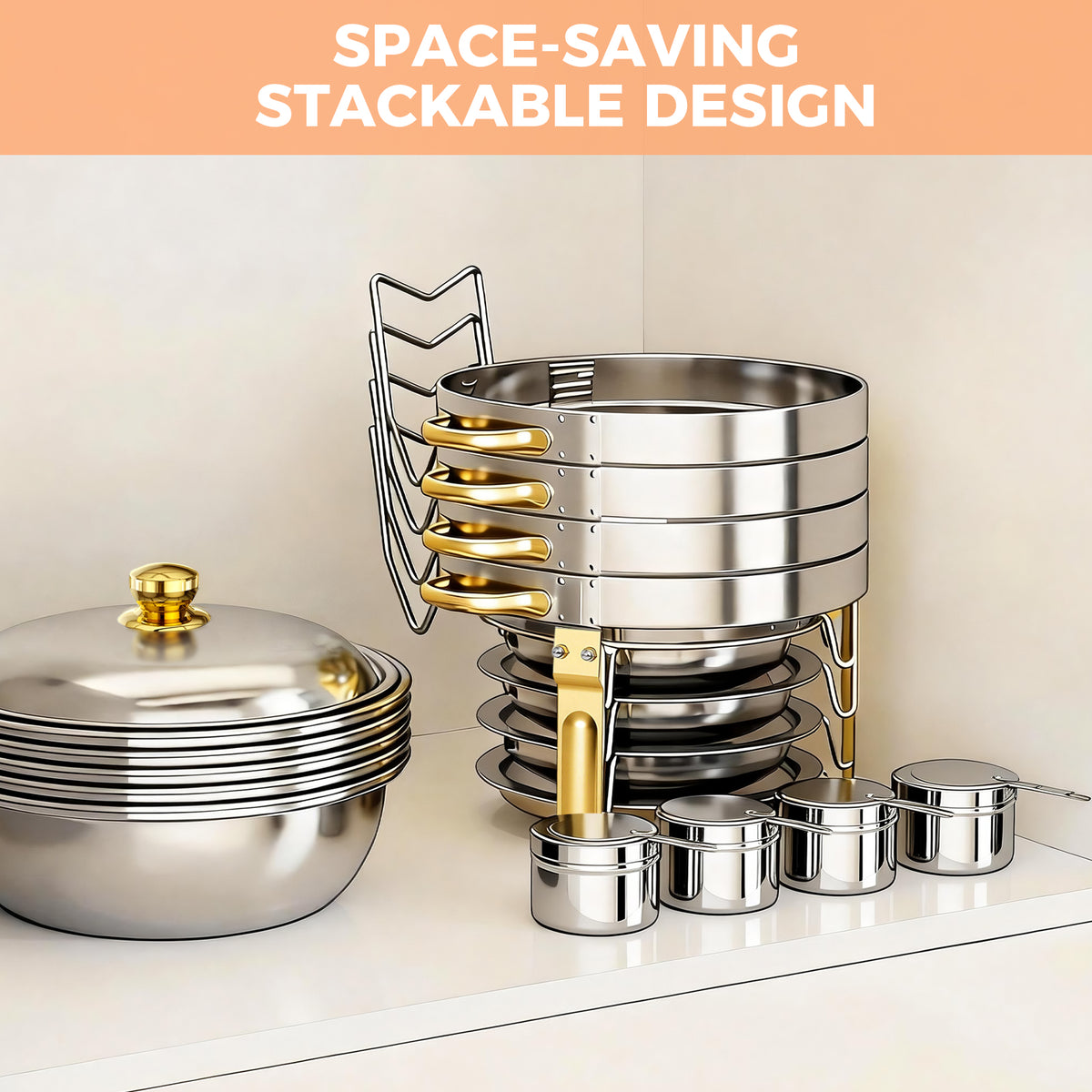 Chafing Dish Buffet Set with 4 Food Tongs, 6 QT Stainless Steel Chafing Dishes Round Buffet Food Warmer Chafers Set for Parties Catering Event, Lid Holder 4PCS