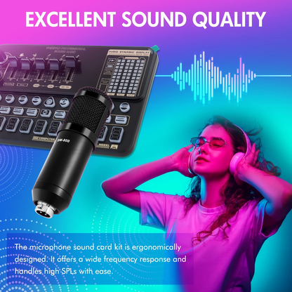 Podcast Equipment Bundle W/V10XPRO Sound Card, BM800 Condenser Microphone Bundle for YouTube TikTok Live Streaming Vlog, Recording Studio Package with Voice Changer, Bluetooth 5.0, Black