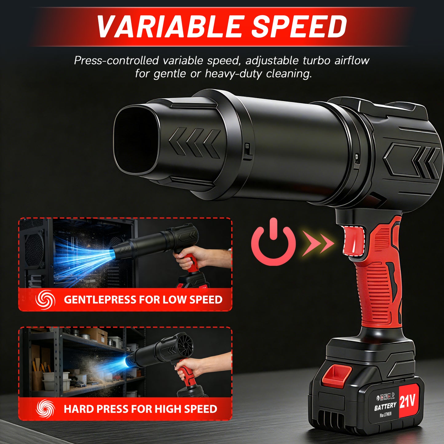 Cordless Leaf Blower, 950000 RPM Electric Leaf Blower with 2 X 4.0Ah Batteries & Charger, 111MPH Lightweight Handheld Blower for Patio Cleaning Blowing Leaves & Dust, Black