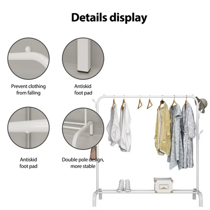 Homemart Clothes Rack, Garment Rack with Bottom Shelf for Hanging Clothes, Coats, Skirts, Shirts, Sweaters, White