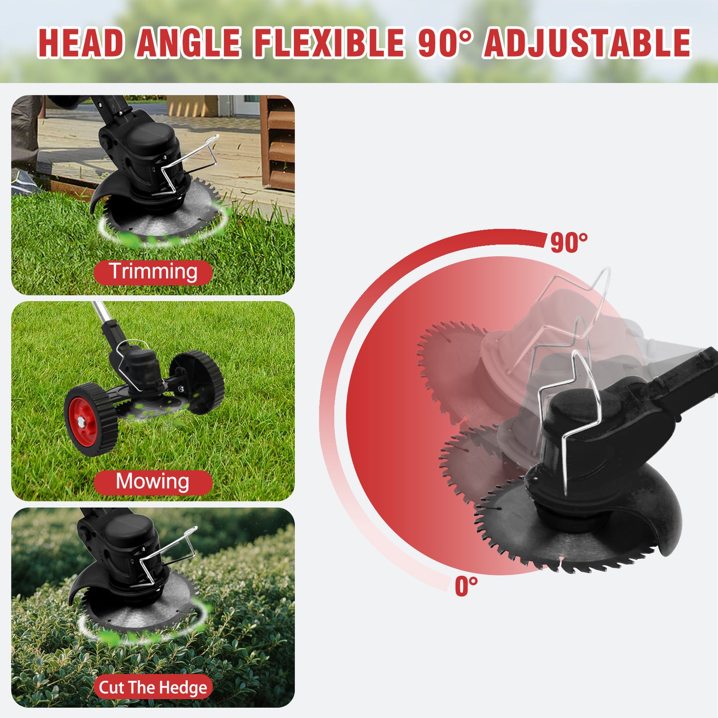 Weed Wacker, Cordless Electric Weed Eaters Weed Trimmer with 2 Battery, Black