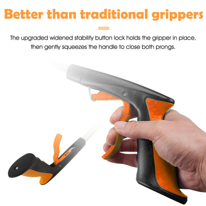 2Pcs 32'' Grabber Reacher Tool, Foldable Grabber Reaching Tool, Lightweight Trash Picker Upper Tool for Elderly with Anti-Slip Rotating Rubber Gripper,Orange