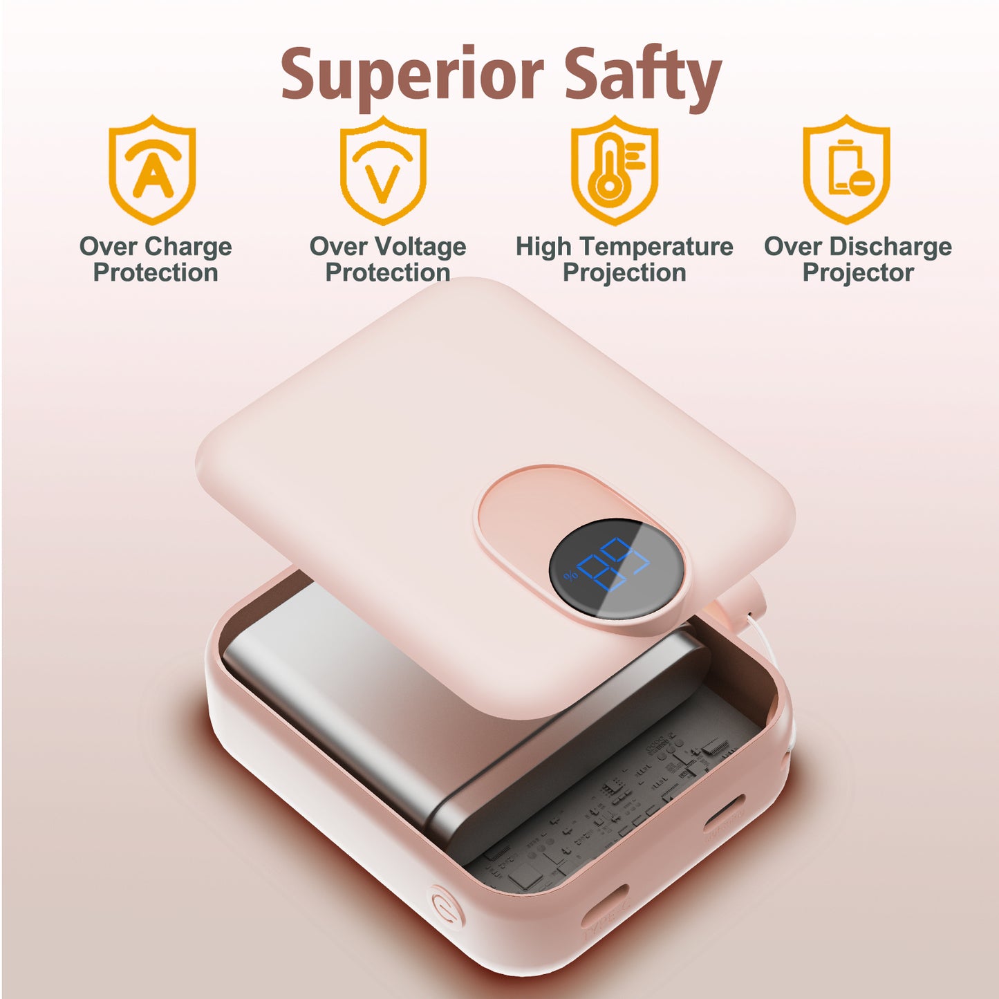 Magnetic Portable Charger, Ultra-Light 10000mAh 22.5W Power Bank, USB-C In & Out Fast Charging, Wireless Powerbank Compatible with iPhone 17/16/15/14 Samsung S22/S21 iPad etc (Pink)
