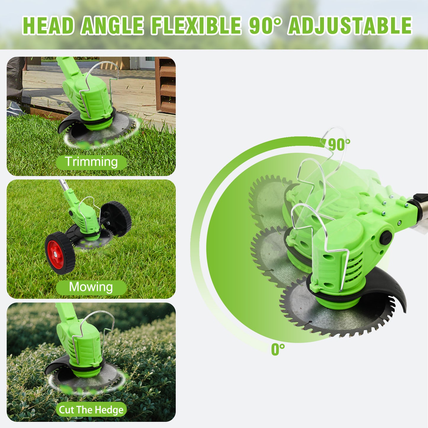 24V 650W Electric Grass Trimmer With Battery, Cordless Weed Eater with Wheels, Electric Weed Wacker, Lawn Mower Cordless Pruning Cutter Weed Wacker Garden Trimming Tool