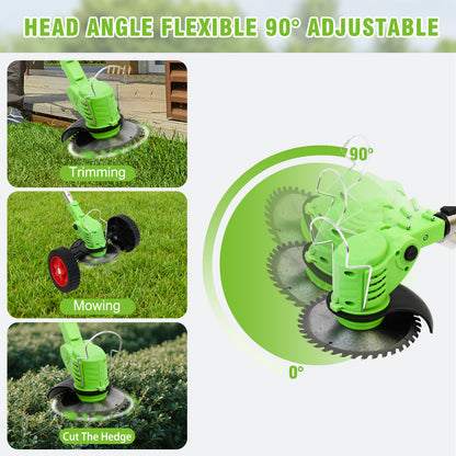 24V 650W Electric Grass Trimmer With Battery, Cordless Weed Eater with Wheels, Electric Weed Wacker, Lawn Mower Cordless Pruning Cutter Weed Wacker Garden Trimming Tool