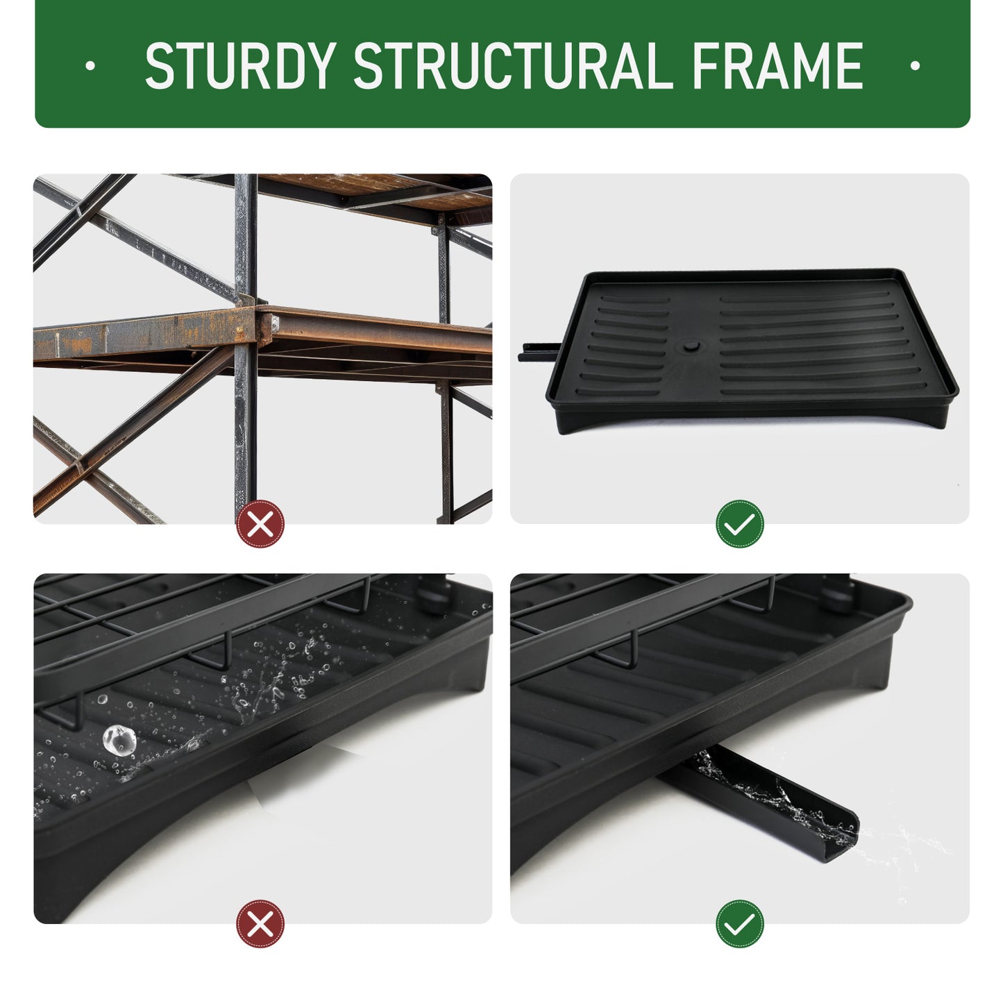 2-Tier Dish Rack for Kitchen, Dish Drying Rack with Drain Board Tray, Compact Dishing Rack with Utensil Holder, Cutting Board Holder, Kitchen Dishes Storage and Organizers