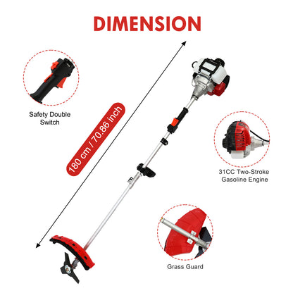 BAOKALER 31CC 4-Cycle Gas String Trimmer Weed Wacker, 16" Gas Weed Eater Weed Trimmer