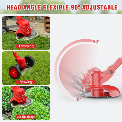 Grass Trimmer Cordless Electric Weed Eaters & Weed Trimmer, Weed Lawn Edge Trimmer, Mower with Upgraded Wheels & 2 Batteries