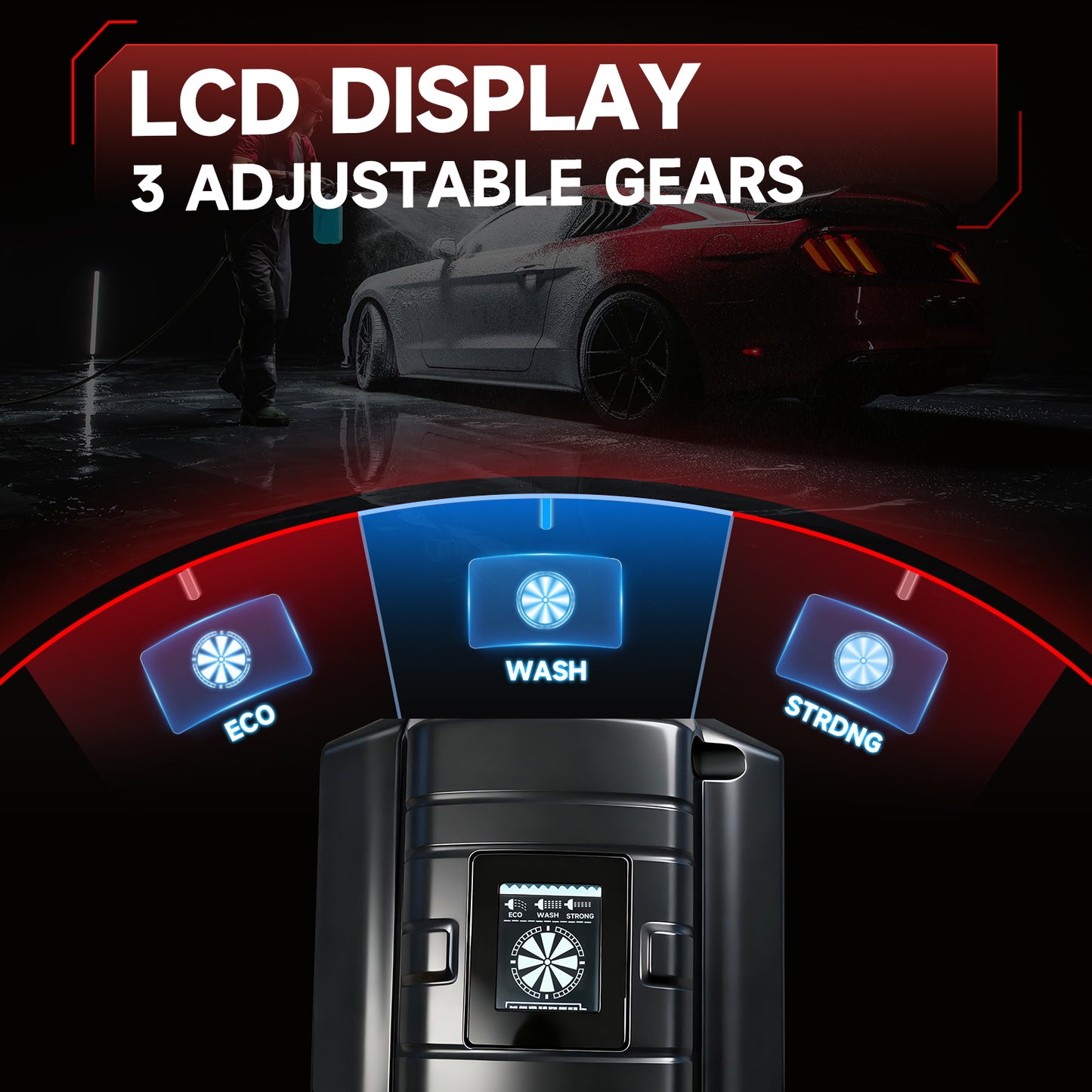 Cordless Pressure Washer, 1060PSI Portable Power Washer with LED Display, 2.8GPM Power Cleaner with 6-in-1 Adjustable Nozzle, 16.4ft Hose for Cars/Patios, Black