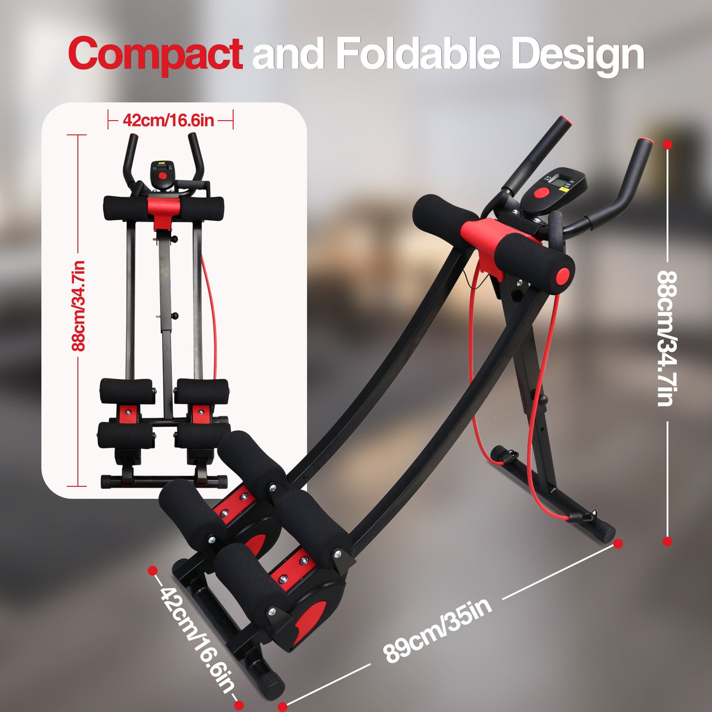 RICAN Dual Track ab Machine, ab Workout Equipment for Home Gym, Height Adjustable Ab Trainer Exercise Equipment, Foldable Fitness Equipment, Core & Abdominal Exercise and Strength Training