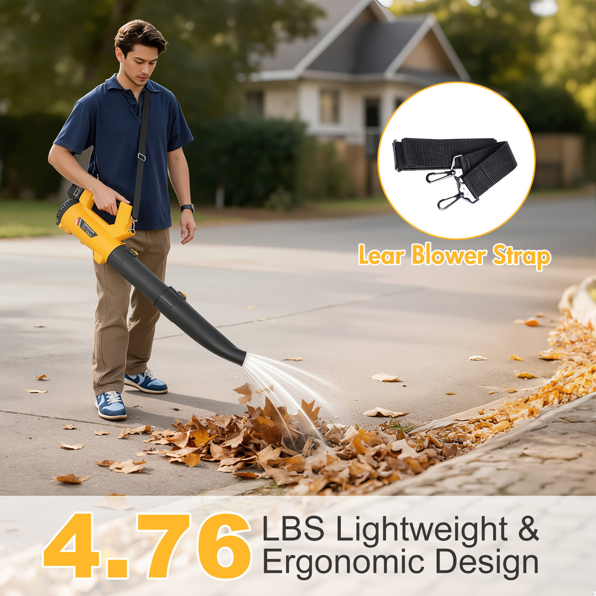 Leaf Blower, 680CFM 280MPH 21V Leaf Blower Cordless with 2X6.0Ah Battery & Charger, Electric Leaf Blower for Lawn Care, Battery Powered Leaf Blower for Snow Blowing & Yard Patio Garden Cleaning