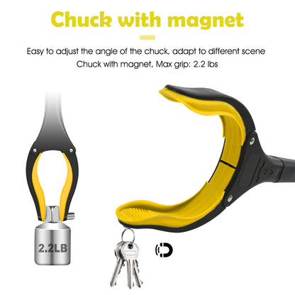 2Pcs 32'' Grabber Reacher Tool, Foldable Grabber Reaching Tool, Lightweight Trash Picker Upper Tool for Elderly with Anti-Slip Rotating Rubber Gripper,Yellow