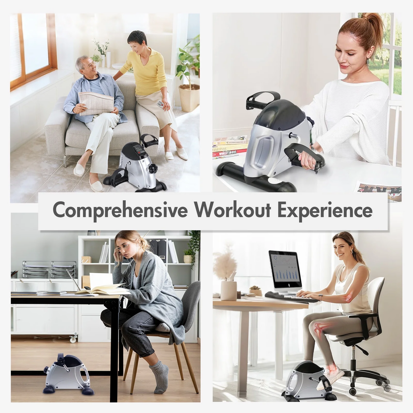 Under Desk Bike Pedal Exerciser, Mini Exercise Bike for Arm/Leg Exercise, Pedal Exerciser for Seniors with LCD Display