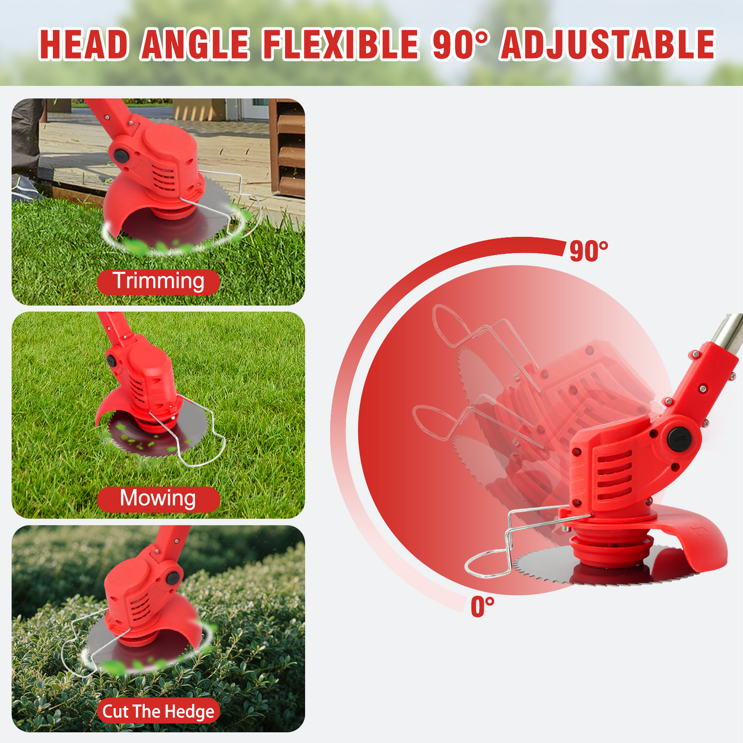 21V Cordless String Trimmer With 2 X 1.5ah Battery And Charger, Electric Weed Wacker Battery Powered Weed Eater String, Mover For Yard, Garden, Red