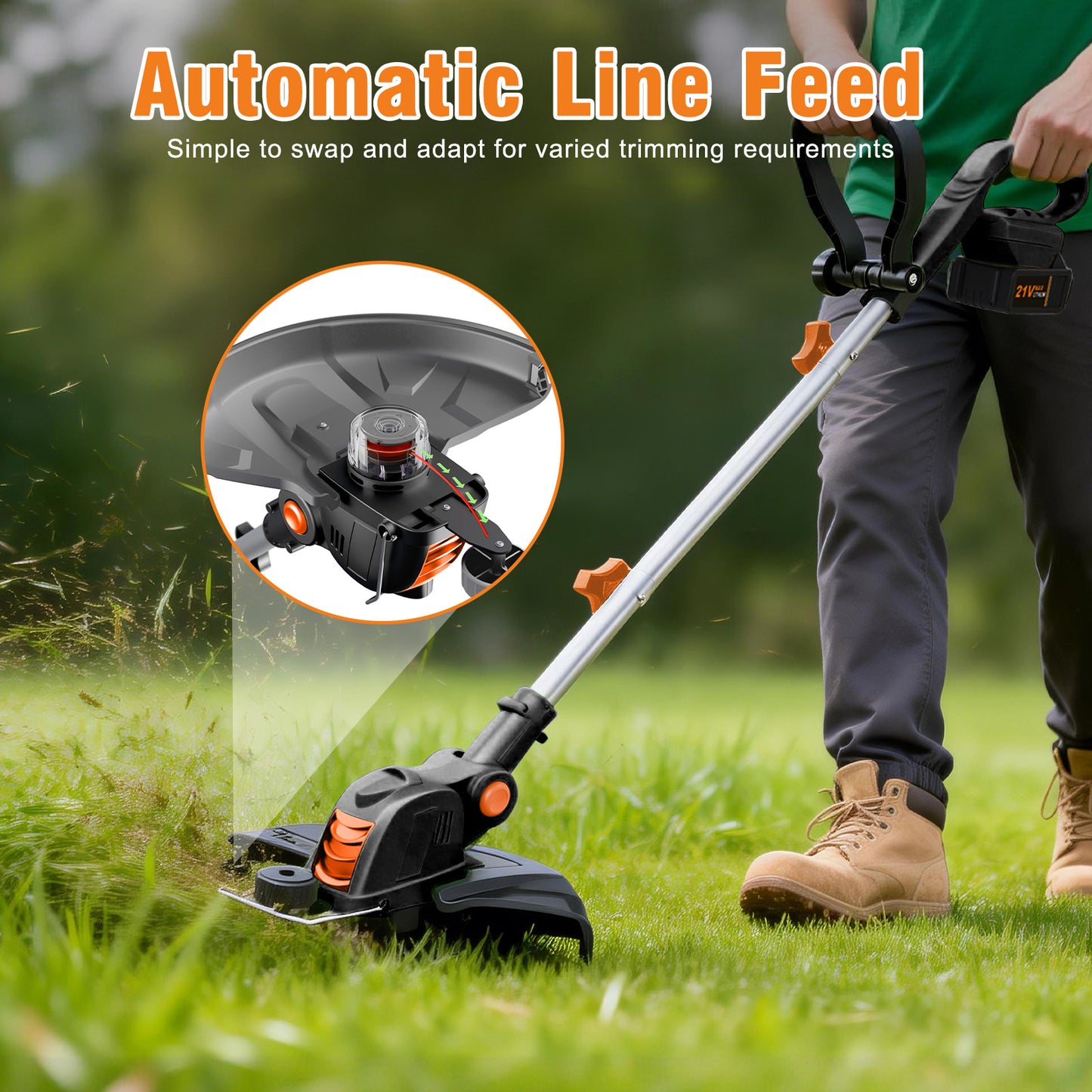 CATGOOD 4AH Cordless String Trimmer, 12" Weed Wacker Cordless with Fast Charger, 2 in 1 Lawn Mower and Weed Trimmer