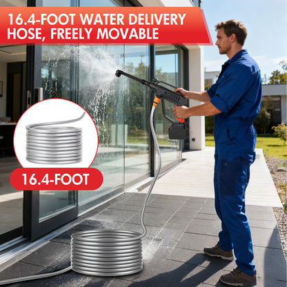 BAOKALER Cordless Pressure Washer with Brushless Motor, 870PSI Portable Power Washer with 24V 6AH Battery, 6 in 1 Nozzle and Digital Display, Black