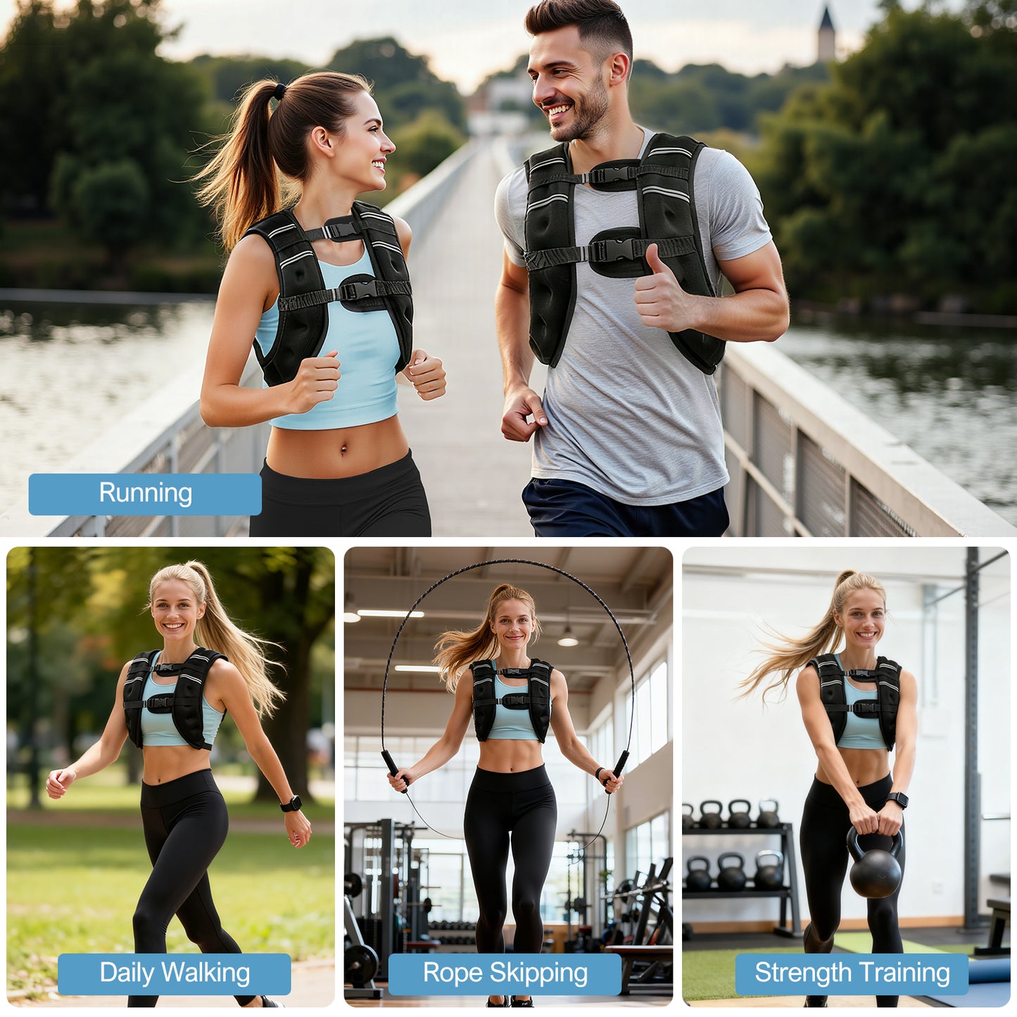 BAOKALER Adjustable Weighted Vest, 12 lbs with Reflective Strips for Men & Women, Strength Training, Running, Walking and Daily Workout