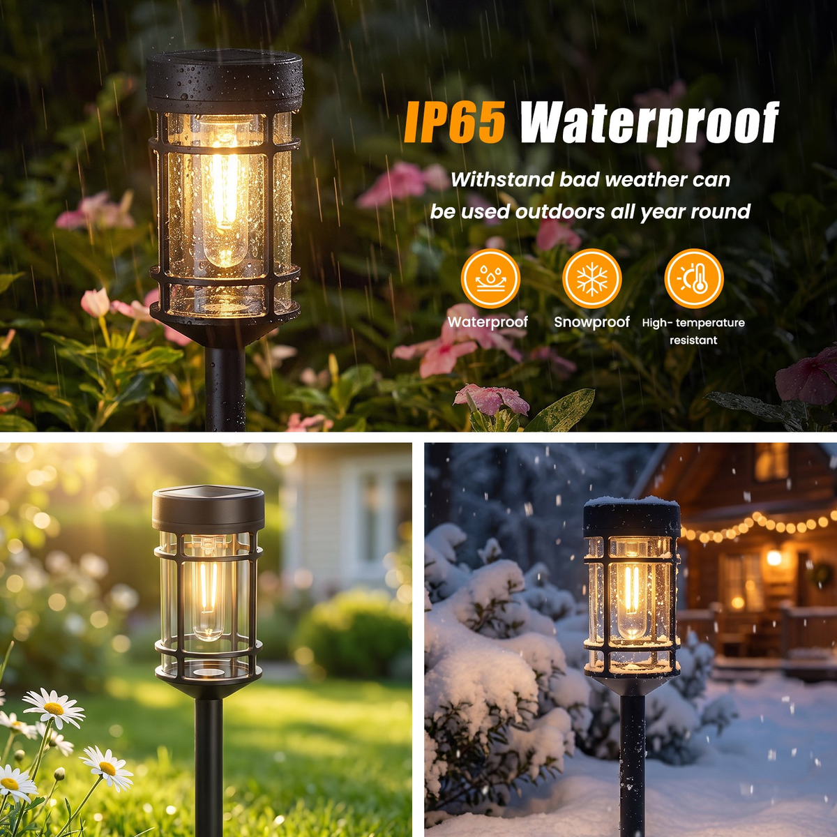 CATGOOD 8 Pack Solar Pathway Lights Outdoor Waterproof, 3000K Auto On/Off Solar Garden lights for Yard Lawn Walkway, Warm White