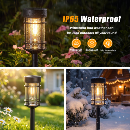 CATGOOD 8 Pack Solar Pathway Lights Outdoor Waterproof, 3000K Auto On/Off Solar Garden lights for Yard Lawn Walkway, Warm White