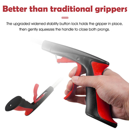2Pcs 32'' Grabber Reacher Tool, Foldable Grabber Reaching Tool, Lightweight Trash Picker Upper Tool for Elderly with Anti-Slip Rotating Rubber Gripper,Red