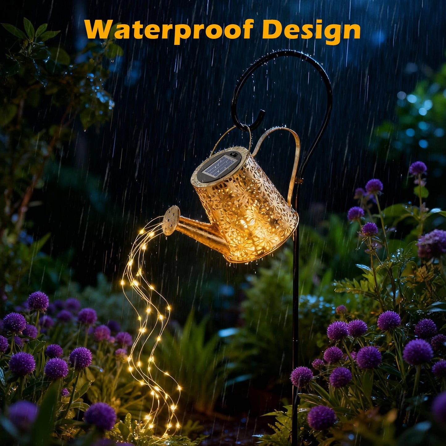 CATGOOD Outdoor Solar Garden Decor, Watering Can with Solar Lights, Large Hanging Lantern Landscape Lights Outside Decorations for Yard Porch Patio Pathway Gardening Gift, Warm White
