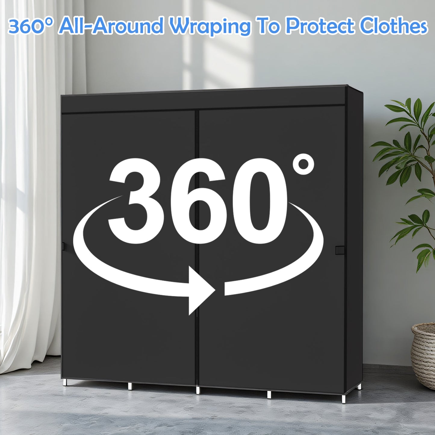 BAOKALER 67-Inch Wide Portable Closet Organizers and Storage with 4 Hanging Rods & 8 Shelves, Multi-Functional Wardrobe Clothes Storage for Bedroom, Living Room, Closet, Garage, Dorm, Black