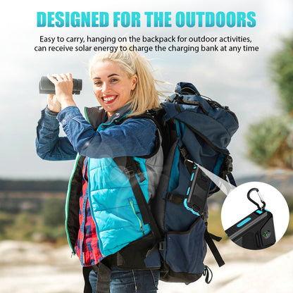CATGOOD 10000mAh Portable Solar Charger for iphone and Android Power Bank with Dual 5V USB Ports for Outdoor Camping Hiking(Blue)
