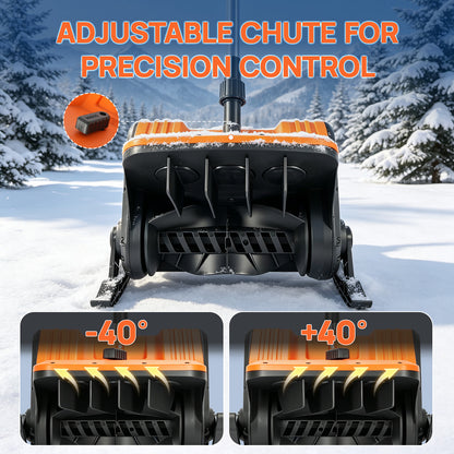 BAOKALER 21V Cordless Snow Shovel, 13 inch Electric Snow Blower with 2 x 4.0Ah Batteries and Ski Wheels for Driveways & Sidewalks
