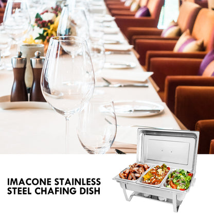Chafing Dish Buffet Set 2 Pack, 8QT 3 Compartment Stainless Steel Chafing Dish Set, Buffet Warmer for Catering, Parties, Weddings