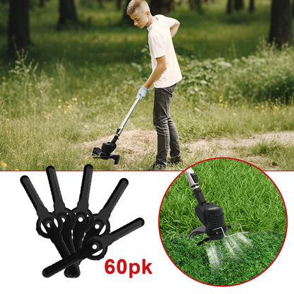BAOKALER 60 PCS String Trimmer Head Blades Replace, Plastic Weed Trimmer Blades, Weed Wacker Replacement Blades, Machine Trimming Blades, Universal for Mainstream Cordless Grass Trimmer, Black