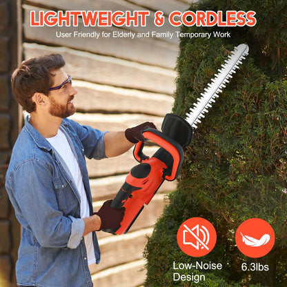 22 inch Cordless Hedge Trimmer, Electric Hedge Trimmer with 2×3.0Ah Batteries for Cutting Trimming Bushes and Shrubs