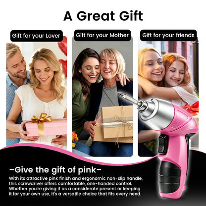 Cordless Power Screwdriver, 47-in-1 Electric Screwdriver Rechargeable Set, Rechargeable 3.7V Cordless Screwdriver with 30 Driver Bits, Power Tool for Office & Home Use, Pink