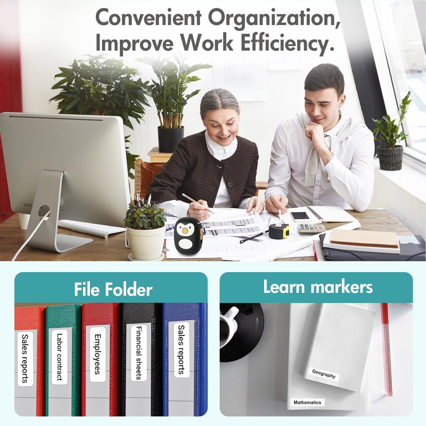BAOKALER Label Maker, Label Printer with Tape Portable Bluetooth Mini Printer, Inkless Thermal Labeler for Home Office School