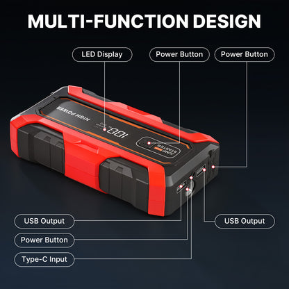 CATGOOD Car Jump Starter, 2000A Peak Portable Jump Box with 6000mAh Power Bank, 3-Mode LED Light & Multi-Protection