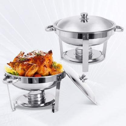 Chafing Dishes for Buffet 4 Pack, 5QT Buffet Server Food Warmer, Round Chafer and Buffet Warmer Sets, Chafing Dishes Stainless Steel for Home Parties,Catering Events