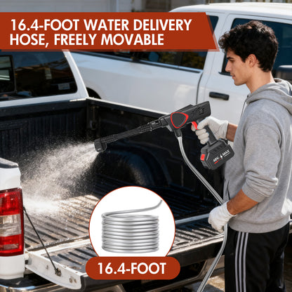BAOKALER Cordless Pressure Washer, 970PSI Portable Power Washer with 4AH Battery, 6 in 1 Nozzle Electric High Power Washer with Brushless Motor, Black