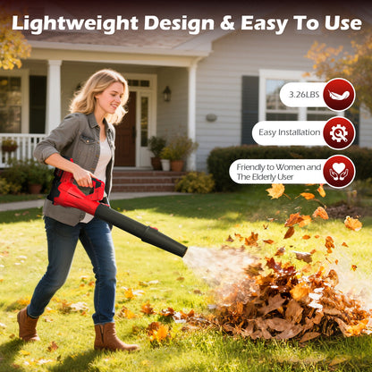 Leaf Blower, Electric Cordless Leaf Blower with 2 Batteries and Charger, 6 Speed Mode, Lightweight Battery Powered Leaf Blowers for Lawn Care, Blowing Leaves and Dust