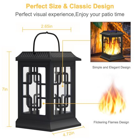 BAOKALER 4?Pack Solar Lantern Outdoor Lights, Waterproof Solar Hanging LED Flickering Flame Lights for Garden, Patio, Pathway, Deck & Yard
