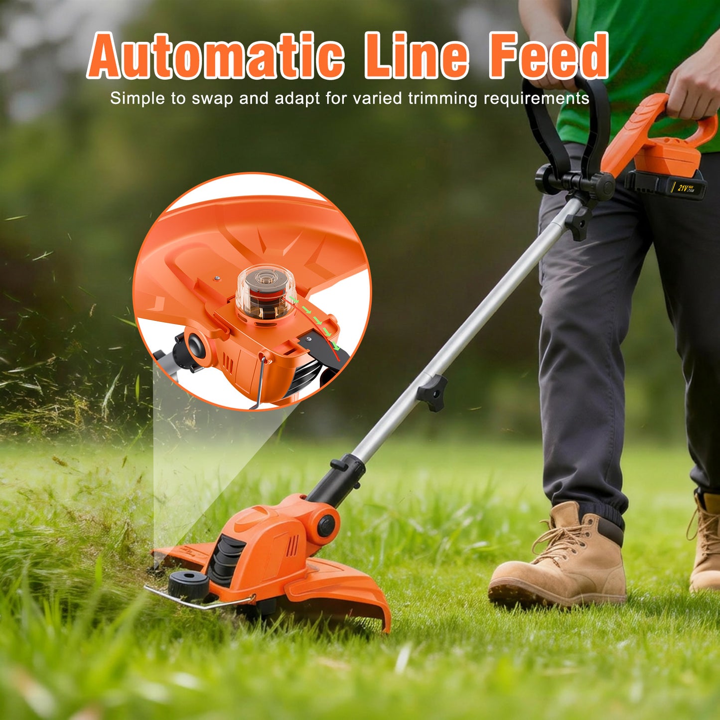 CATGOOD 12" Electric String Trimmer, Cordless Battery Powered Weed Eater, 3-in-1 Cordless Grass Trimmer Edger