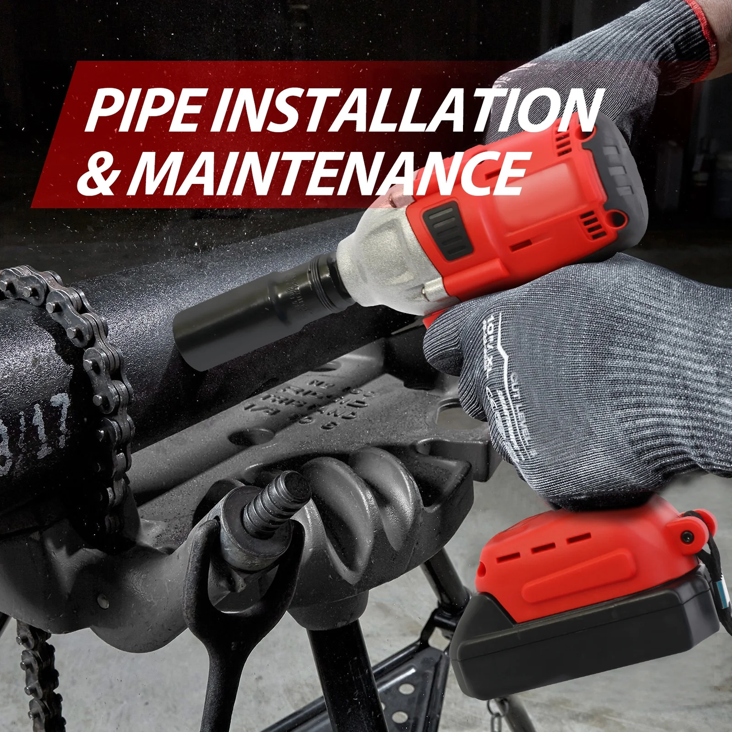 Baokaler Cordless Impact Wrench, Max Torque 740 Ft-lbs Impact Gun 1/2 inch, High Efficiency Brushless Motor with Fast Charger and 2 Battery