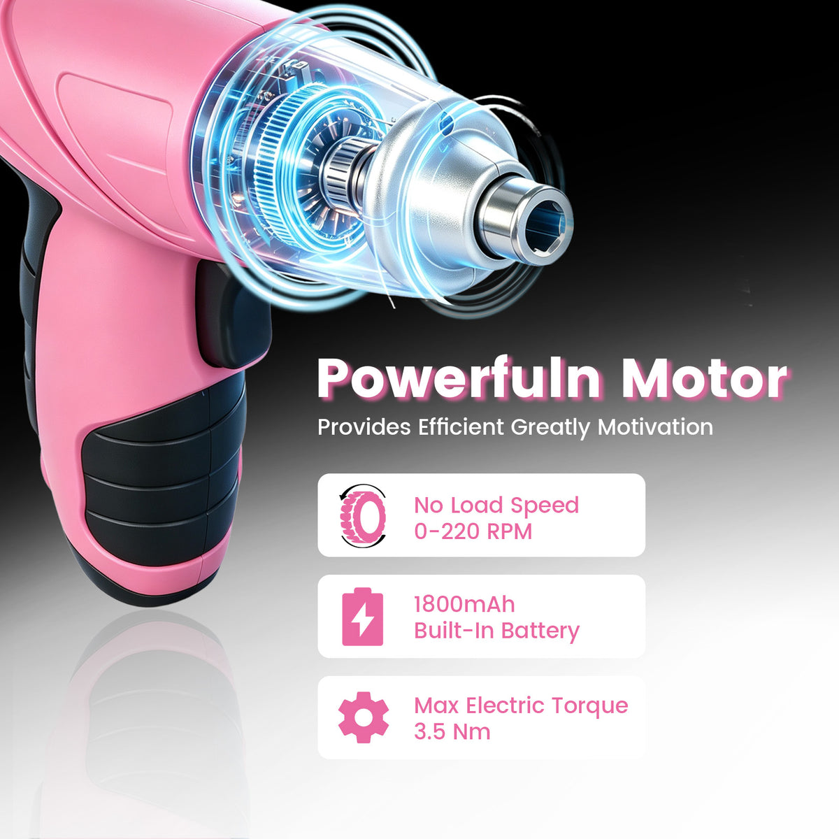 Cordless Power Screwdriver, 47-in-1 Electric Screwdriver Rechargeable Set, Rechargeable 3.7V Cordless Screwdriver with 30 Driver Bits, Power Tool for Office & Home Use, Pink