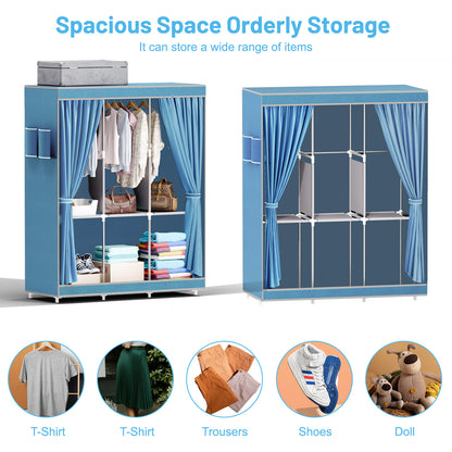 BAOKALER Closet Organizer and Storage for Hanging Clothes, Wardrobe Closet Storage Shelves for Home Bedroom, Light Blue