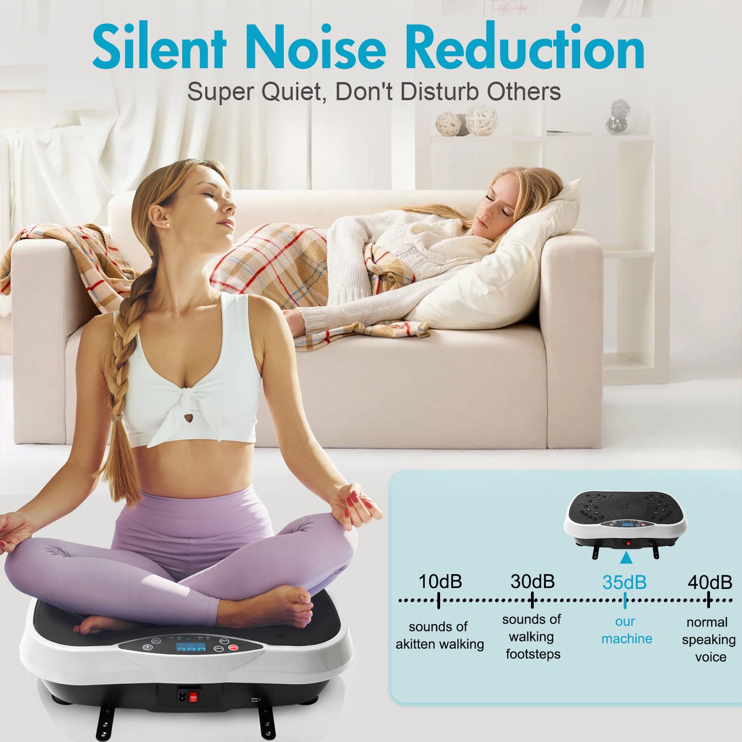 Vibration Plate, Full Body Shaker Platform for Home Exercise, Vibration Board with 5 Pull Ropes