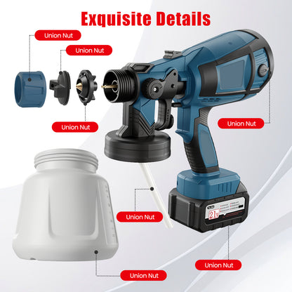 BAOKALER Cordless Paint Sprayer, Electric Spray Paint with 1400ml Container and 2×4.0Ah Batteries for Home Interior & Exterior, Furniture, Fence, Walls, Door, Garden Chairs, Blue