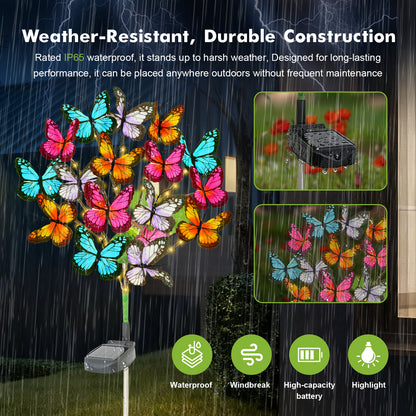 TopZoo Solar Butterfly Light for outdoor, 2 Pack Outdoor Waterproof Pathway Garden Stake Lights , Outside Decor for Patio, Lawn, Pathway